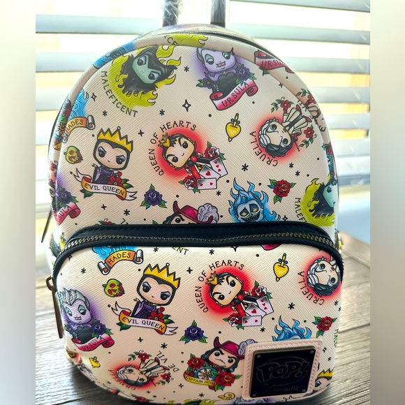 funko pop by loungefly disney villains tattoo mini backpack - 10" Iconic Woven Small Backpack with Front Pocket & Button Bundle | Adjusts to Fit Kids, Toddlers, Teens, Women, Girls To ensure these beautiful pieces stand out Villains Club Mini Backpack |